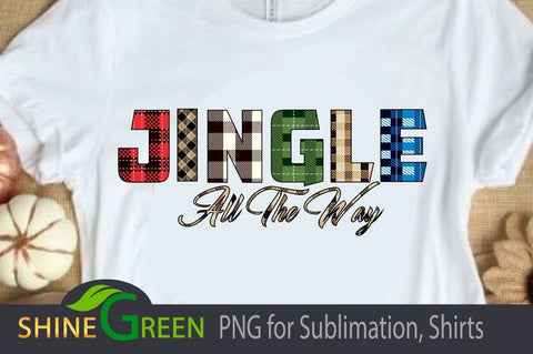 Jingle all the Way Christmas Plaid for Sublimation, Cut Print Sublimation Shine Green Art 