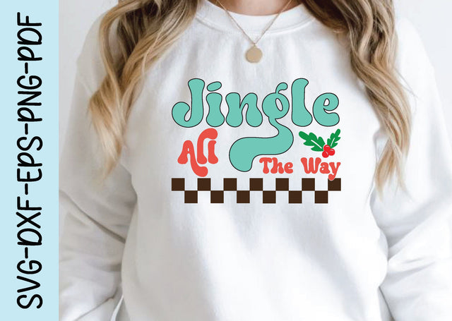 jingle all the way, Retro Christmas Svg Design SVG designstore 