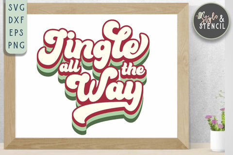 Jingle All the Way SVG | Christmas | Retro SVG Style and Stencil 