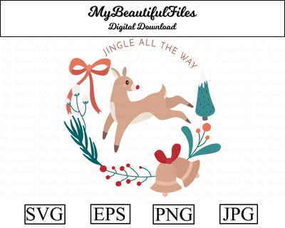 Jingle all the way Wreath - Christmas SVG MyBeautifulFiles 