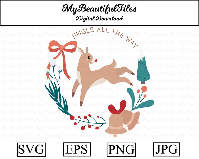 Jingle all the way Wreath - Christmas SVG MyBeautifulFiles 