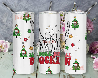 Jingle Bell Rockin Tumbler Png, Merry Christmas 20oz Skinny Tumbler, Skeleton Hand Tumbler Design, Christmas Tree Design Png, Winter Sublimation Design, Digital Download Sublimation DesignSVG 