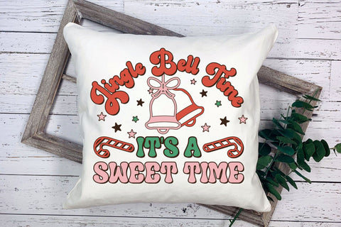 Jingle Bell Time It's a Sweet Time, Retro Christmas PNG Sublimation CraftLabSVG 