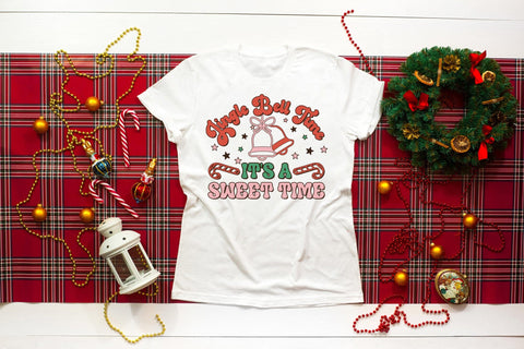 Jingle Bell Time It's a Sweet Time, Retro Christmas PNG Sublimation CraftLabSVG 