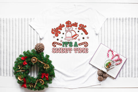 Jingle Bell Time It's a Sweet Time, Retro Christmas PNG Sublimation CraftLabSVG 