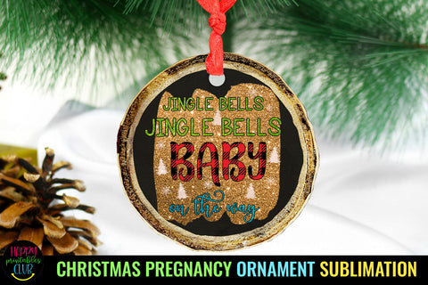 Jingle Bells Baby on the Way I Christmas Pregnancy Ornament Sublimation Happy Printables Club 
