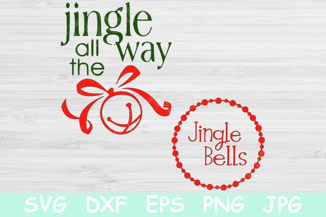 Jingle Bells Svg, Jingle All The Way Svg. Christmas Holiday Cutting Files for Cricut and Silhouette. Xmas Wreath Vector Digital Download Dxf SVG TiffsCraftyCreations 