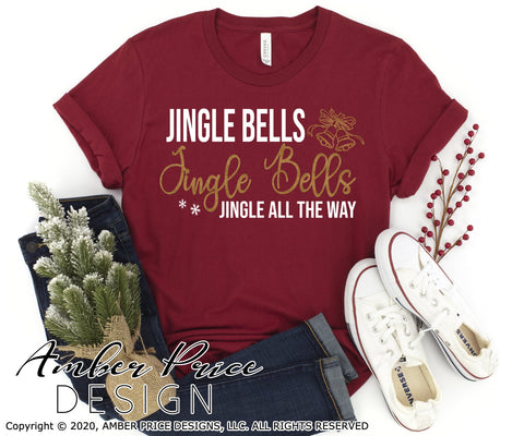 Jingle Bells SVG PNG DXF | Jingle all the way SVG | Christmas SVG Winter Shirt SVG | Holiday Home Decor SVGs SVG Amber Price Design 