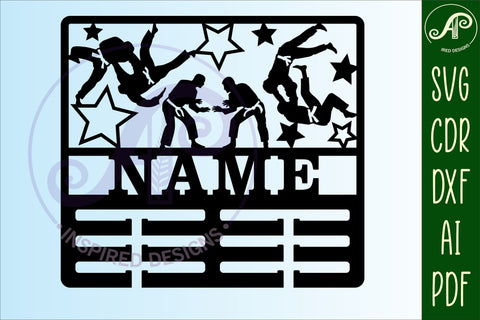 Jiu Jitsu male medal holder Name svg laser cut template SVG APInspireddesigns 