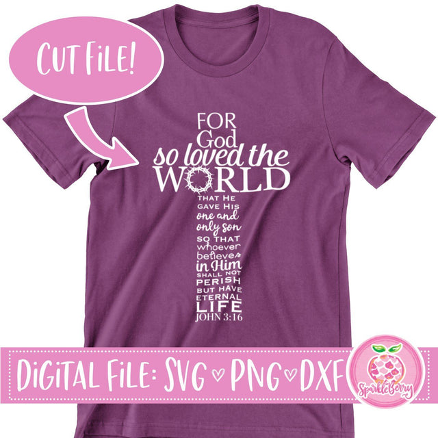 John 3:16 SVG DXF | Easter Cut File SVG SparkleBerry 