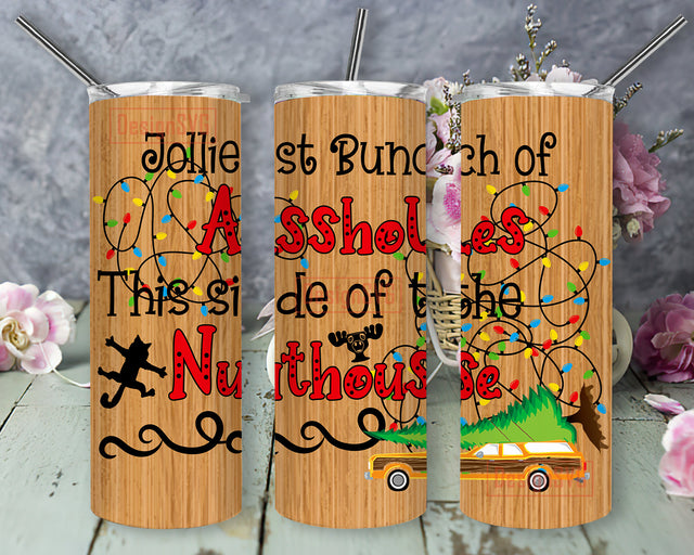 Jolliest Bunch Of Teachers on This Side of the Nuthouse Tumbler Wrap, Nuthouse Christmas 20oz Skinny Tumbler, Funny Christmas Sublimation Design, Digital Download Sublimation DesignSVG 