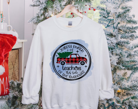 Jolliest Bunch Of Teachers This Side Of The Nuthouse PNG For Sublimation, Funny Teacher Christmas PNG Sublimation HappyDesignStudio 