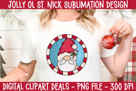 Jolly Ol St. Nick Sublimation Design - Christmas Whimsical Santa Sublimation PNG Design Sublimation Digital Clipart Deals 