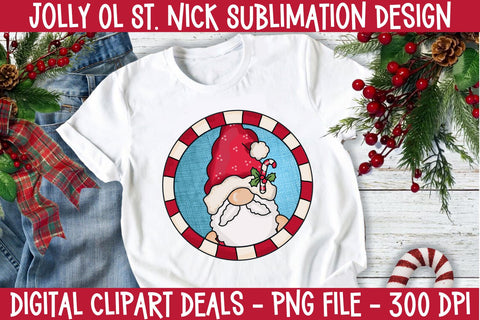Jolly Ol St. Nick Sublimation Design - Christmas Whimsical Santa Sublimation PNG Design Sublimation Digital Clipart Deals 