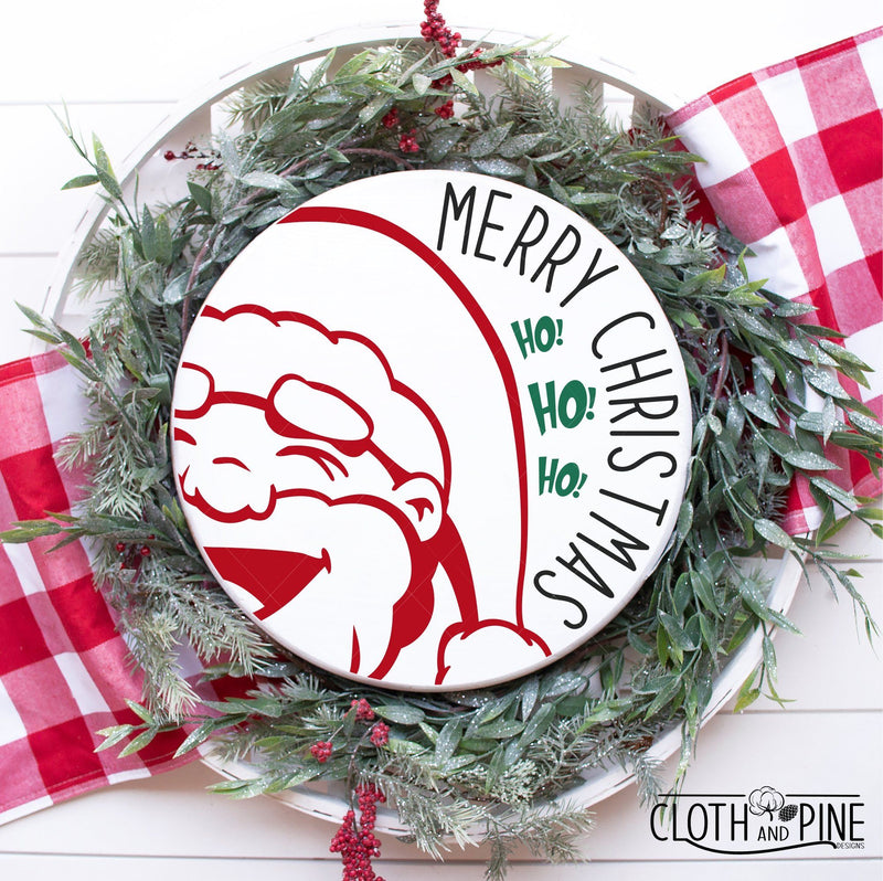 Jolly Santa, Ho Ho Ho, Merry Christmas SVG Cloth and Pine Designs 