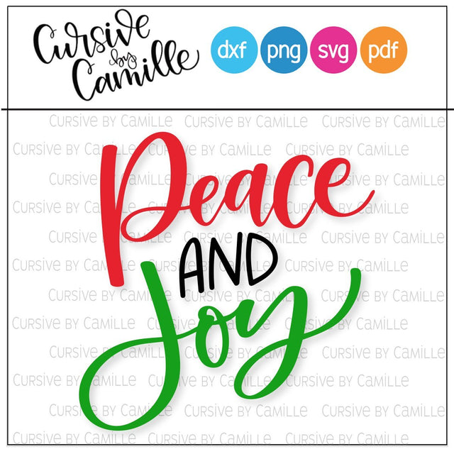 Joy and Peace Hand Lettered SVG Cut File SVG Cursive by Camille 