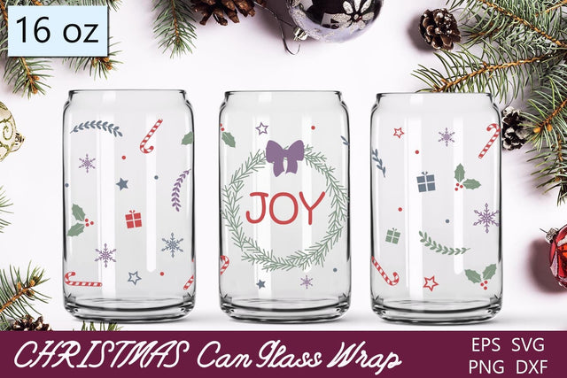 Joy christmas can glass wrap svg, 16 oz Beer can glass, Winter sublimation Sublimation AnastasiyaArtDesign 