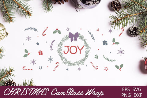 Joy christmas can glass wrap svg, 16 oz Beer can glass, Winter sublimation Sublimation AnastasiyaArtDesign 