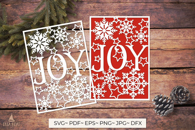Joy christmas card | Christmas papercut card layered svg 3D Paper Olga Boat Design 