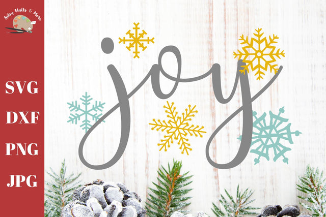 Joy - Christmas Joy Cut file - snowflakes SVG DXF PNG JPG SVG The Artsy Spot 
