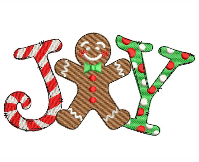 Joy Embroidery Design, Christmas Gingerbread Embroidery File, 4 sizes, Instant Download Embroidery/Applique DESIGNS Nino Nadaraia 