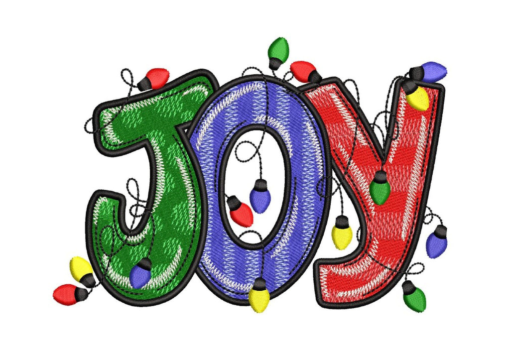 Joy Embroidery Design, Christmas Lights Embroidery File, 4 sizes ...