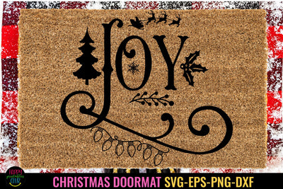 Joy I Christmas Doormat SVG I Christmas Welcome Door Mat SVG SVG Happy Printables Club 