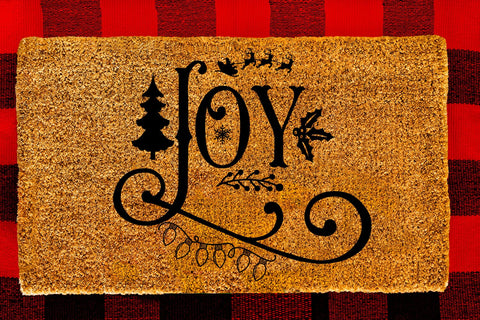 Joy I Christmas Doormat SVG I Christmas Welcome Door Mat SVG SVG Happy Printables Club 