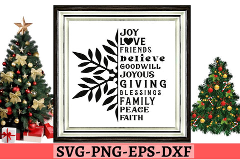 Joy love friends believe goodwill joyous giving blessings family peace faith SVG SVG DESIGNISTIC 