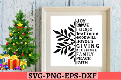 Joy love friends believe goodwill joyous giving blessings family peace faith SVG SVG DESIGNISTIC 