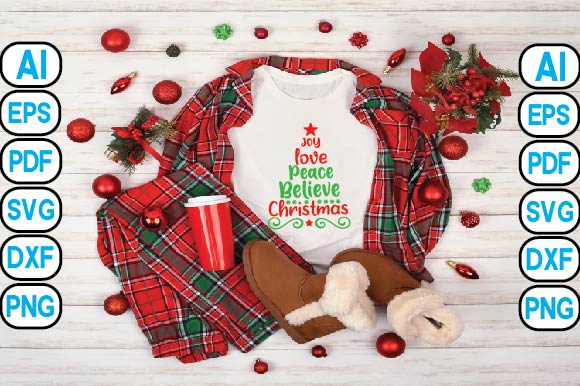 Joy Love Peace Believe Christmas SVG Craftlabsvg24 