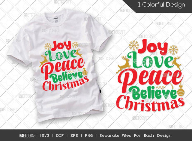 Joy Love Peace Believe Christmas SVG Cut File | Christmas Deer Svg | Deer Svg | Santa Svg | Family Christmas Svg | Merry Christmas Svg | Christmas T-shirt Design SVG ETC Craft 