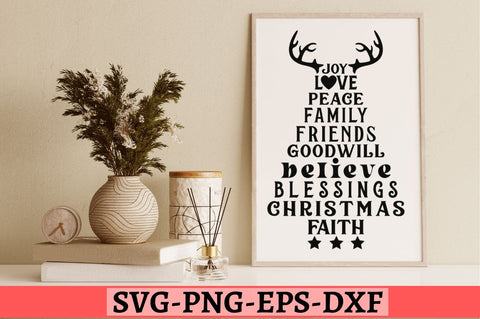 Joy love peace family friends goodwill believe blessings christmas faith SVG SVG DESIGNISTIC 