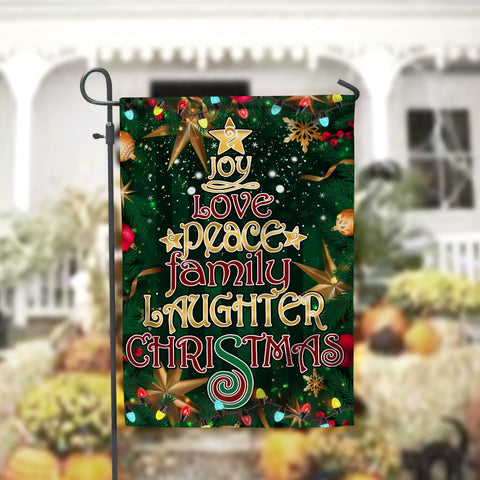 Joy Love Peace Family Laughter Christmas Garden Flag 12x18 Garden Flag Sublimation Design Download PNG File Instant Download Sublimation CaldwellArt 