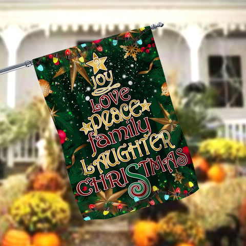 Joy Love Peace Family Laughter Christmas Garden Flag 12x18 Garden Flag Sublimation Design Download PNG File Instant Download Sublimation CaldwellArt 