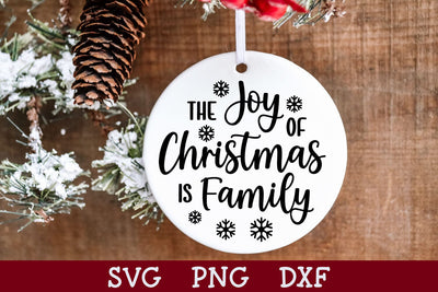Joy of Christmas is Family Round Sign SVG SVG Shine Green Art 