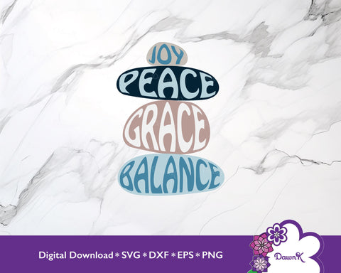 Joy Peace Grace Balance SVG Rock Cairn SVG DawnKDesigns 