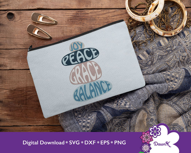 Joy Peace Grace Balance SVG Rock Cairn SVG DawnKDesigns 