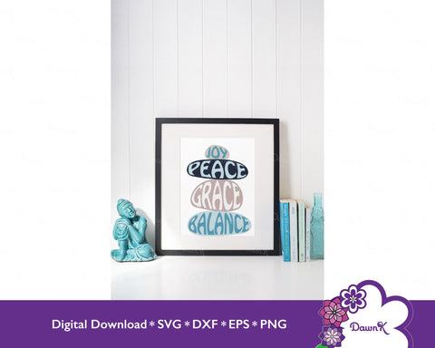Joy Peace Grace Balance SVG Rock Cairn SVG DawnKDesigns 