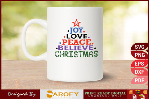 Joy peace love believe christmas SVG Cut File SVG Sarofydesign 