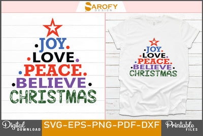 Joy peace love believe christmas SVG Cut File SVG Sarofydesign 
