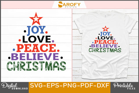 Joy peace love believe christmas SVG Cut File SVG Sarofydesign 