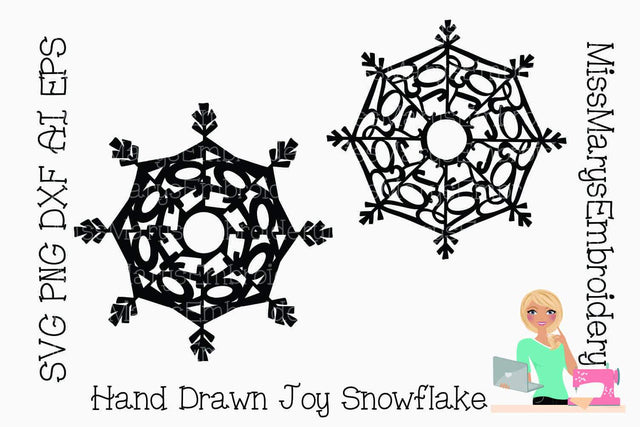 Joy Snowflake SVG | Joy SVG | Snowflake SVG | Cutting File | Cut File | SVG MissMarysEmbroidery 