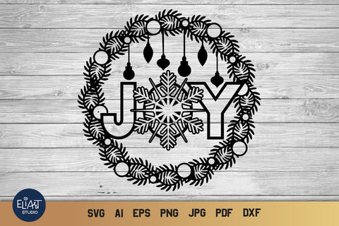 Joy SVG, Christmas SVG Vinyl Ornament, Christmas Tree Decoration. SVG Elinorka 