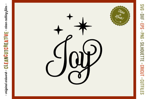 Joy SVG - Christmas word art with swirls and stars - SVG craft file SVG CleanCutCreative 