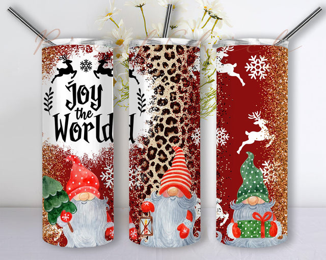 Joy The World Christmas Seamless Sublimation Designs Downloads, Christmas Skinny Tumbler 20oz Design, Christmas Tree Tumbler PNG Sublimation PixelChick 