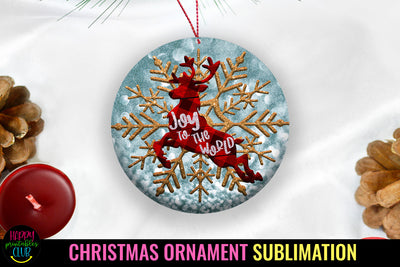 Joy to the World Christmas Ornament Sublimation I Holiday Sublimation Happy Printables Club 