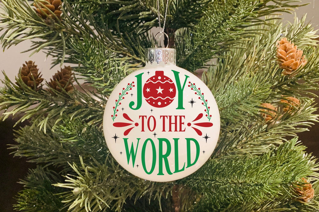 Joy to the World, Christmas Round Sign SVG - So Fontsy