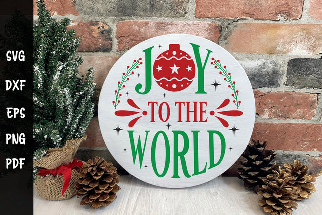 Joy to the World, Christmas Round Sign SVG SVG CraftLabSVG 