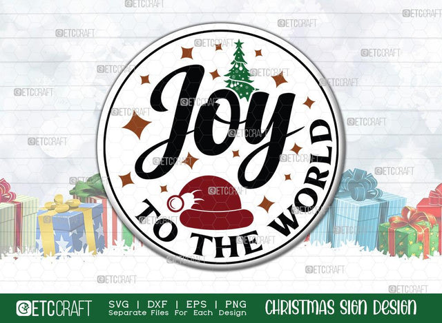 Joy To The World Christmas Sign SVG Cut File | Joy To The World Sign Svg | Porch Sign Svg | Round Wood Sign Svg | Christmas Door Sign | Farmhouse Sign Svg | Christmas Sign Svg | Christmas Wood Sign Design SVG ETC Craft 
